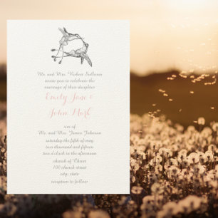 Invitation Baiser de colibri en quartz rose de mariage