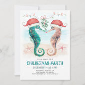 Invitation Baiser de gui hippocampe Fête de Noël côtière (Devant)