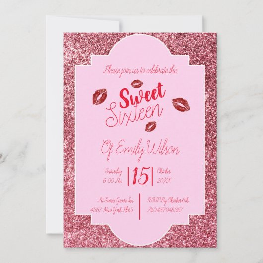 Invitation Baiser de sweet sixteen (Devant)