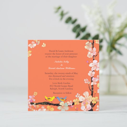 Invitation Baiser Inséparables Orange Mariage (Debout devant)
