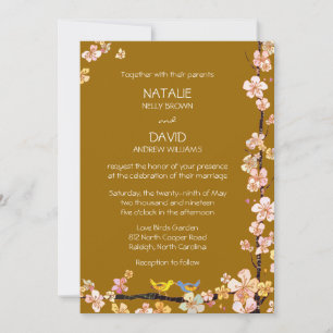 Invitation Baiser les oiseaux Brown automne Mariage floral