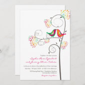 Invitation Baiser Whimsical Inséparables d'été Mariage Invite (Devant / Derrière)