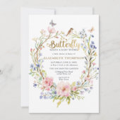 Invitation Baisers à papillon Baby shower de jardin Fleur sau (Devant)