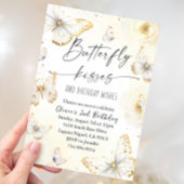 Invitation Baisers à papillon blanc et or Anniversaire