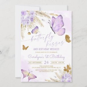 Invitation Baisers à papillon Boho et voeux d'anniversaire