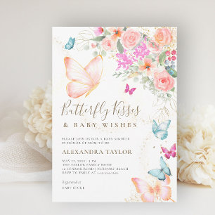 Invitation Baisers à papillon brillant Floral Baby Girl Douch