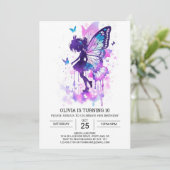 Invitation Baisers à papillon Conte de fée Anniversaire (Debout devant)