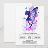 Invitation Baisers à papillon Conte de fée Anniversaire (Devant / Derrière)