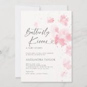 Invitation Baisers à papillon Dream Aquarelle Bébé Fille Douc (Devant)