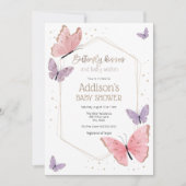 Invitation Baisers à papillon et Baby shower de voeux pour bé (Devant)
