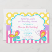 Invitation Baisers à papillon et fête des voeux d'anniversair (Devant)