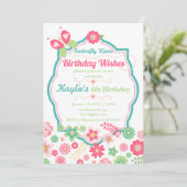 Invitation Baisers à papillon et voeux d'anniversaire (Debout devant)