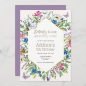 Invitation Baisers à papillon et voeux d'anniversaire Anniver (Devant / Derrière)