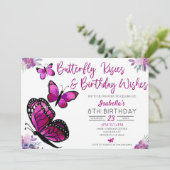 Invitation Baisers à papillon et voeux d'anniversaire Anniver (Debout devant)