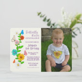 Invitation Baisers à papillon et voeux d'anniversaire Photo A (Debout devant)