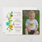 Invitation Baisers à papillon et voeux d'anniversaire Photo A (Devant)