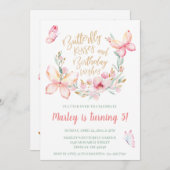 Invitation Baisers à papillon et voeux d'anniversaire, toute  (Devant / Derrière)