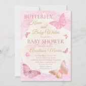 Invitation Baisers à papillon et voeux de bébé Baby shower fi (Devant)