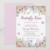 Invitation Baisers à papillon et voeux de bébé Baby shower fi (Devant / Derrière)