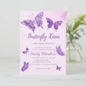 Invitation Baisers à papillon et voeux de bébé Baby shower fi (Debout devant)