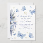 Invitation Baisers à papillon et voeux de bébé Baby shower ga (Devant)