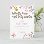 Invitation Baisers à papillon et voeux de bébé Baby shower ro (Debout devant)