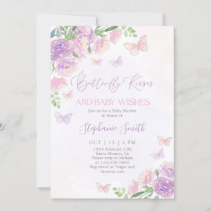 Invitation Baisers à papillon fille Baby shower