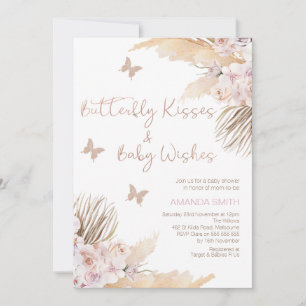 Invitation Baisers à papillon floral Mauve Blush Baby shower