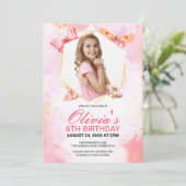 Invitation Baisers à papillon lunaire Fille Photo Anniversair (Debout devant)