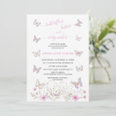 Invitation Baisers à papillon mignons et Baby shower de voeux (Debout devant)