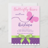Invitation Baisers à papillon Premier anniversaire de Polka D (Devant)