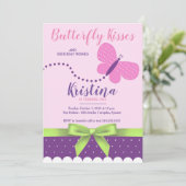 Invitation Baisers à papillon Premier anniversaire de Polka D (Debout devant)