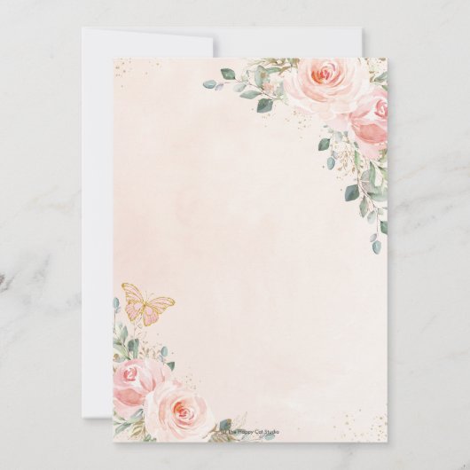 Invitation Baisers à papillon rose pâle Baisers Anniversaire (Dos)