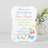 Invitation Baisers à papillon saupoudrer bébé (Debout devant)