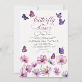 Invitation Baisers à papillon Souhaite Mauve Bébé Fille Douch (Devant)