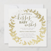 Invitation Baisers à papillon veut Baby shower Or Élégant (Devant)