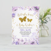 Invitation Baisers à papillon violet et envie de bébé (Debout devant)