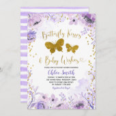 Invitation Baisers à papillon violet et envie de bébé (Devant / Derrière)