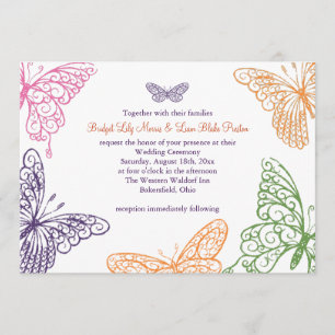 Invitation Baisers à papillons violets