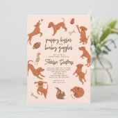 Invitation Baisers de chiot et Baby shower de bébé gigles (Debout devant)