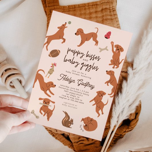Invitation Baisers de chiot et Baby shower de bébé gigles