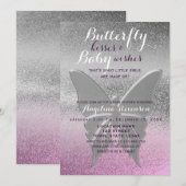 Invitation Baisers de Papillon Baby Shower (Devant / Derrière)