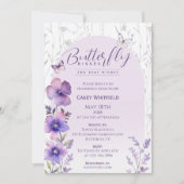 Invitation Baisers de papillon Fête de naissance Bohème Viole (Devant)