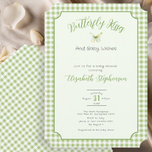 Invitation Baisers de papillon verts et souhaits de bébé Baby