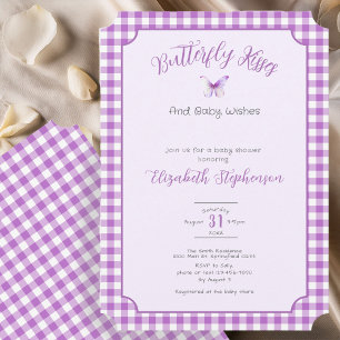 Invitation Baisers de papillon violet Baby Wishes Baby Shower