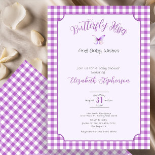 Invitation Baisers de papillon violet Souhaits de bébé Baby S