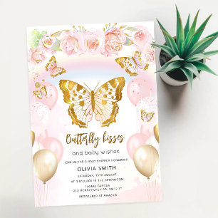 Invitation Baisers de papillon Vœux de bébé floral Baby Showe