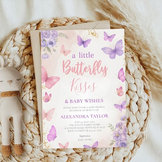 Invitation Baisers de papillon Vœux élégants classe chic et s