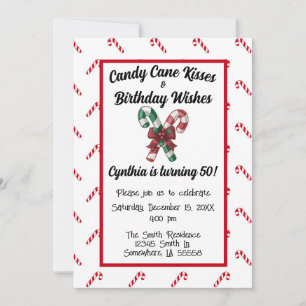 Invitation Baisers de sucre de canne et voeux d'anniversaire