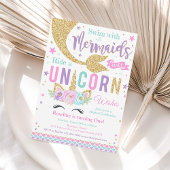 Invitation Baisers et Unicorn Souhaite Unicorn Mermaid Annive